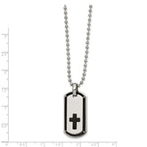 Chisel Stainless Steel Polished Black IP-plated Cross Dog Tag on a 22 inch Ball Chain Necklace